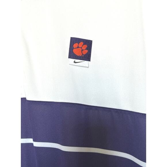 Nike Men's Clemson Tigers Striped White/Purple Polo Shirt Size XXL - Picture 2 of 7